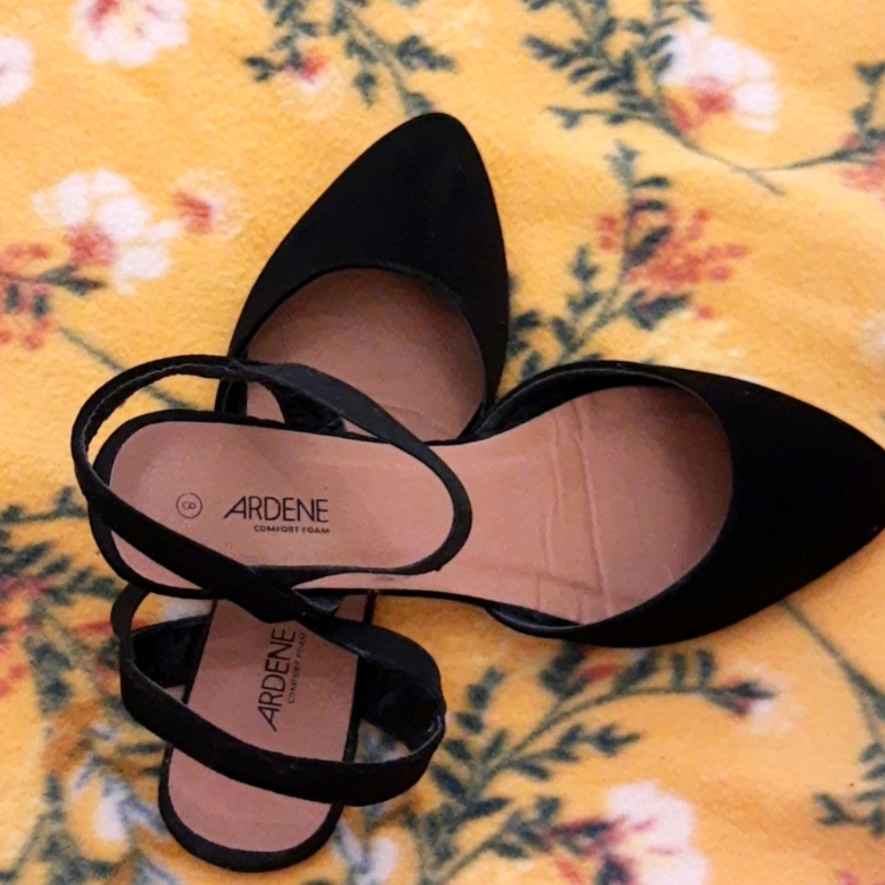 Black open flats for women